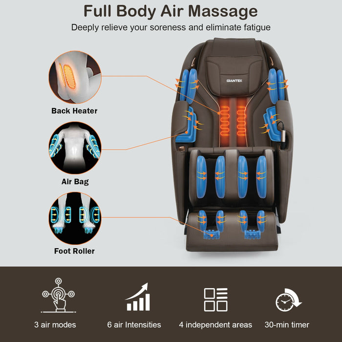 Soothe 10-Full Body Zero Gravity Massage Chair with SL Track Heat Installation-free-Brown