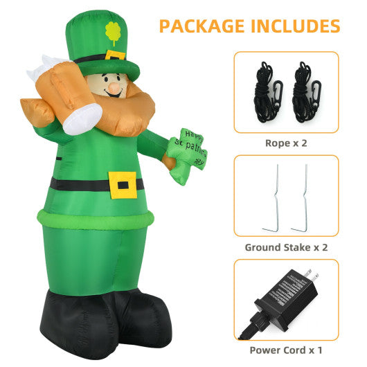 Patrickâ€™s Day Inflatable Leprechaun for for Yard and Lawn-8 ft