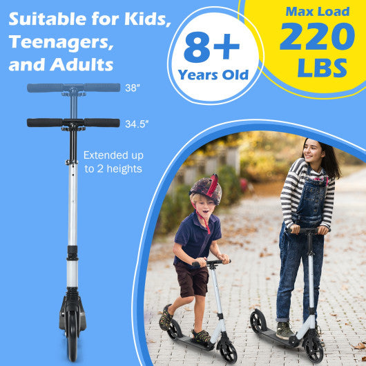 Lightweight Folding Kick Scooter with Strap and 8 Inches Wheel-Silver