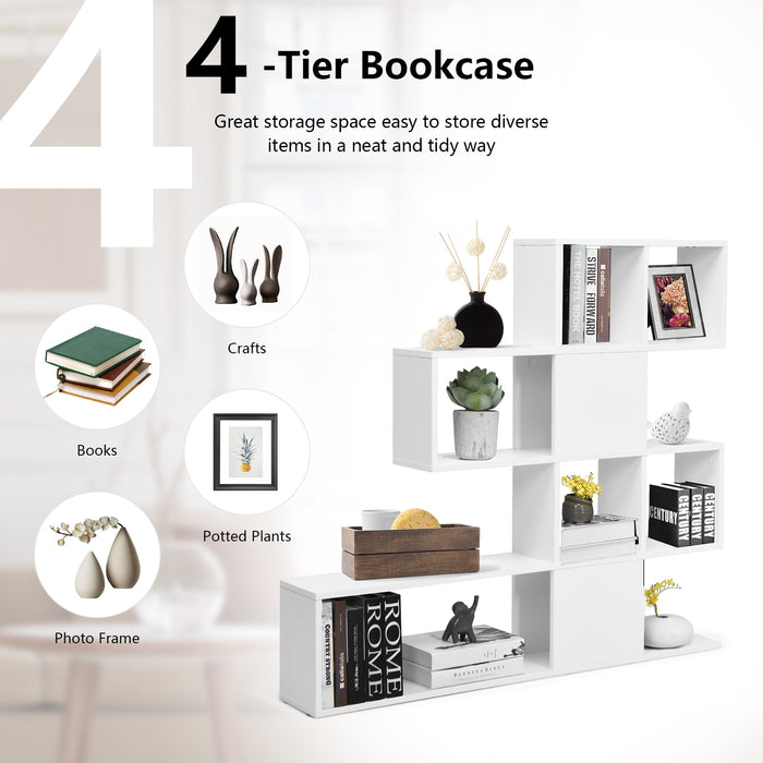 5-Tier Bookshelf Corner Ladder Bookcase with Storage Rack-White