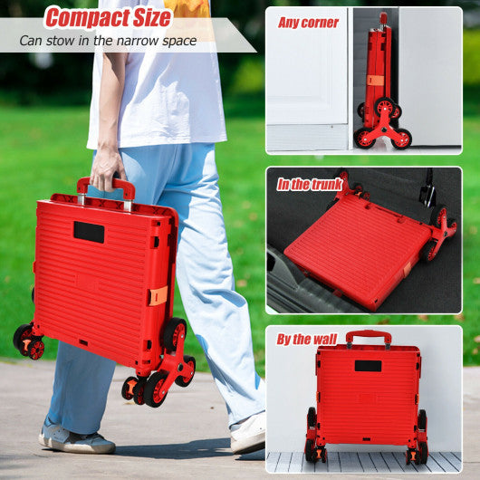 Costway Foldable Utility Cart for Travel and Shopping-Red