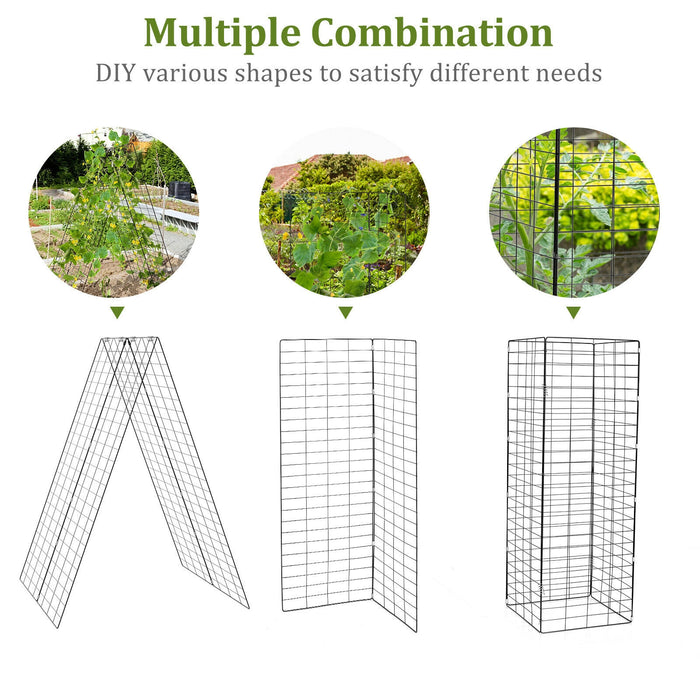 2 Pieces Foldable A-Frame Trellis Plant Supports with Twist Ties-Green