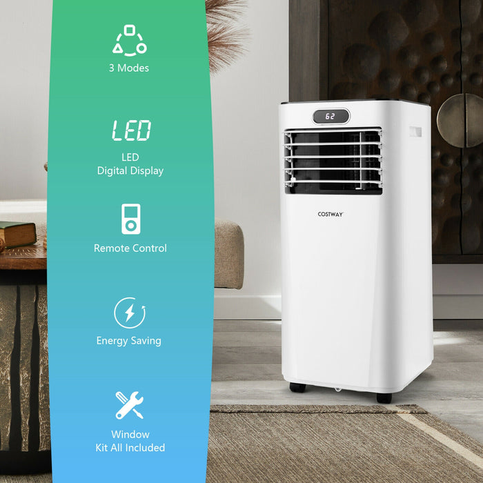 8000BTU 3-in-1 Portable Air Conditioner with Remote Control-White