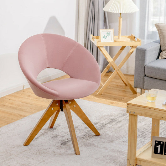 Swivel Accent Chair with Oversized Upholstered Seat for Home Office-Pink