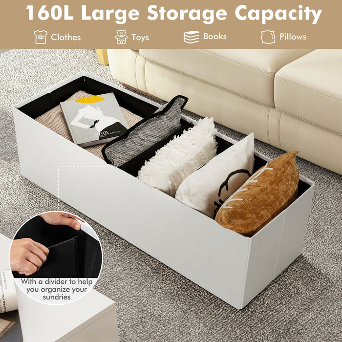 45 Inches Large Folding Ottoman Storage Seat-White