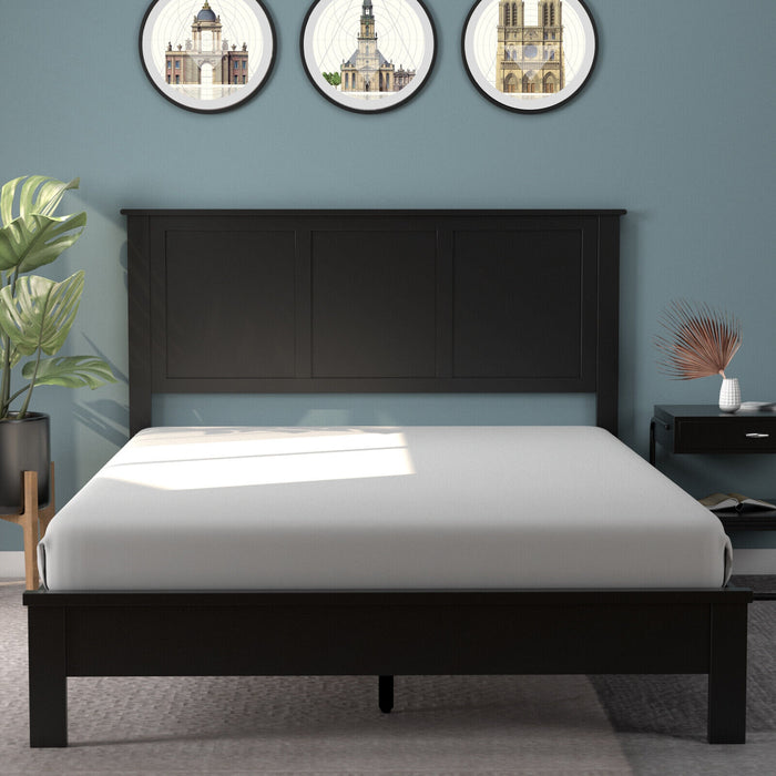 Full Wood Headboard Flat Panel with Pre-drilled Holes and Height Adjustment-Black