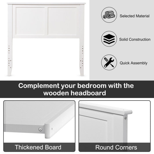 Solid Wood Flat Panel Headboard for Twin-size Bed-White