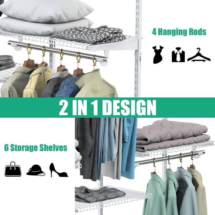 Adjustable Wall Mounted Closet Rack System with Shelf