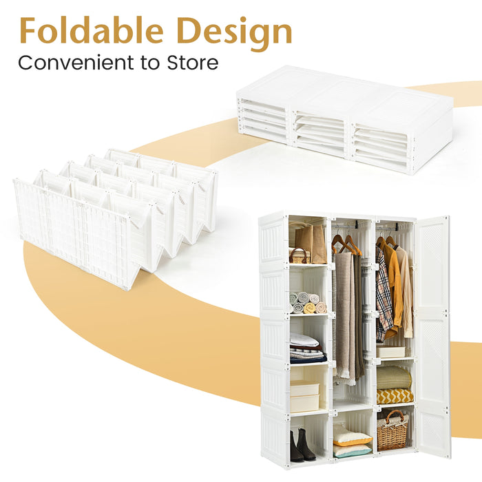 Foldable Armoire Wardrobe Closet with 10 Cubes