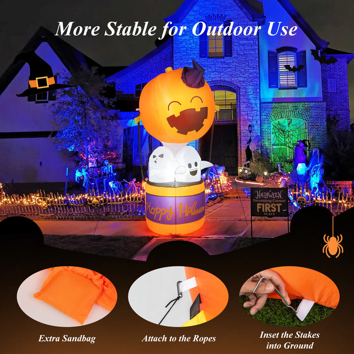 6 Feet Halloween Inflatable Pumpkin Hot Air Balloon Ghost Yard Decor