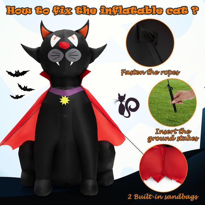 4.7 Feet Halloween Inflatable Vampire Cat with Red Cloak