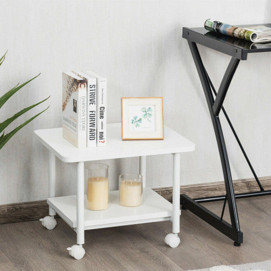 Under Desk Printer Stand with 360Â° Swivel Casters-White