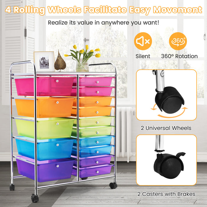 15 Drawers Rolling Storage Cart Organizer