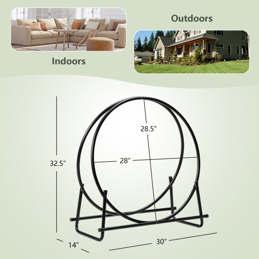 30-Inch Tubular Steel Log Hoop Firewood Storage Rack