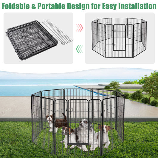 8 Metal Panel Heavy Duty Pet Playpen Dog Fence with Door-48 inches