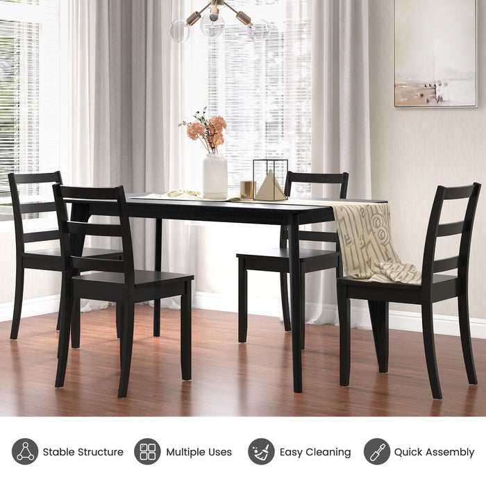 Set of 2 Wood Dining Chairs with Solid Rubber Wood Legs-Black