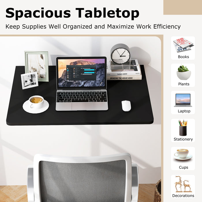 31.5 x 23.5 Inch Wall Mounted Folding Table for Small Spaces-Black