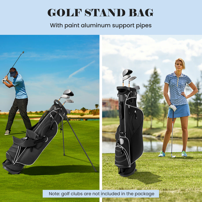 Golf Stand Cart Bag with 4 Way Divider Carry Organizer Pockets-Black