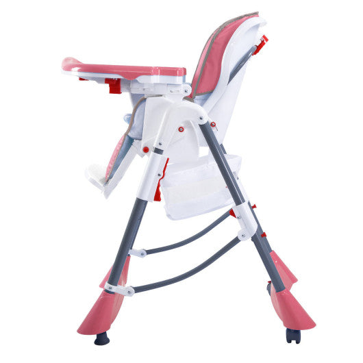 Portable Folding Baby High Chair Toddler Feeding Seat-orange