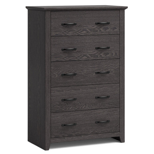 Tall Storage Dresser with 5 Pull-out Drawers for Bedroom Living Room-Gray