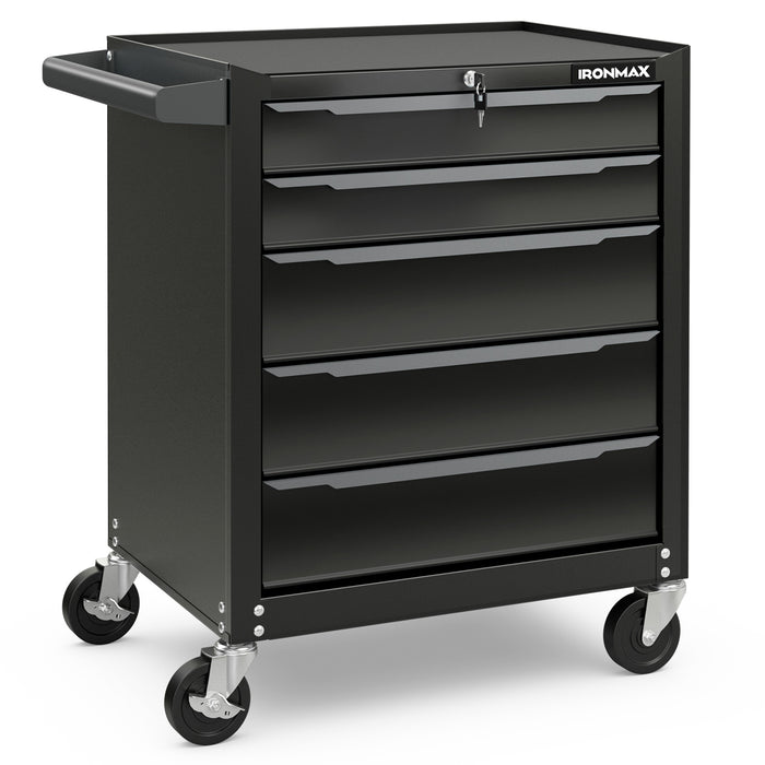 5-Drawer Tool Storage Cabinet with Hanging Holes and Central Keyed Locking System-Black