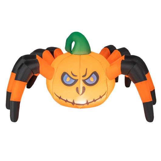 5 Feet Halloween Inflatable Pumpkin Spider with Built-in LED Light