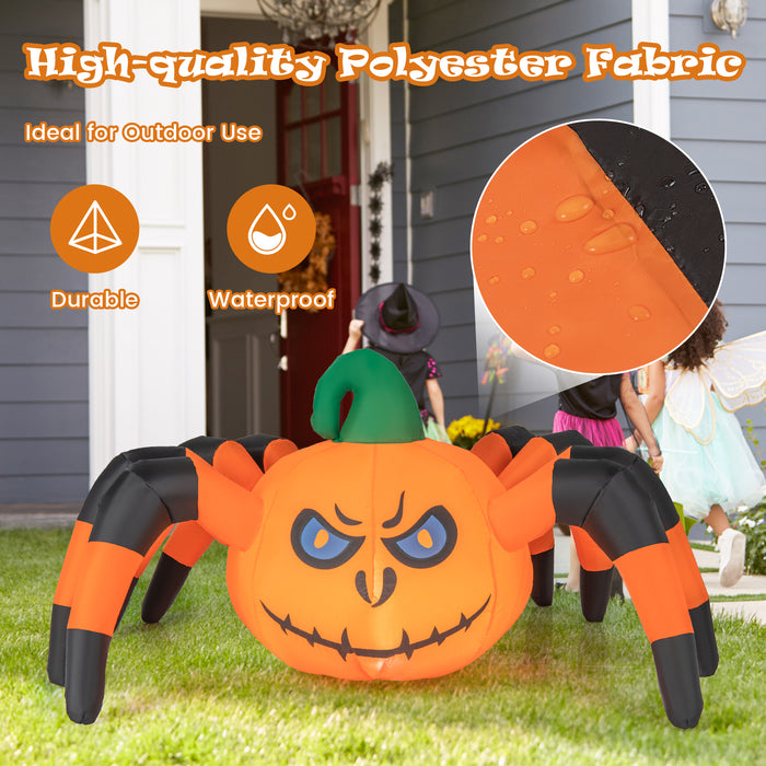 5 Feet Halloween Inflatable Pumpkin Spider with Built-in LED Light