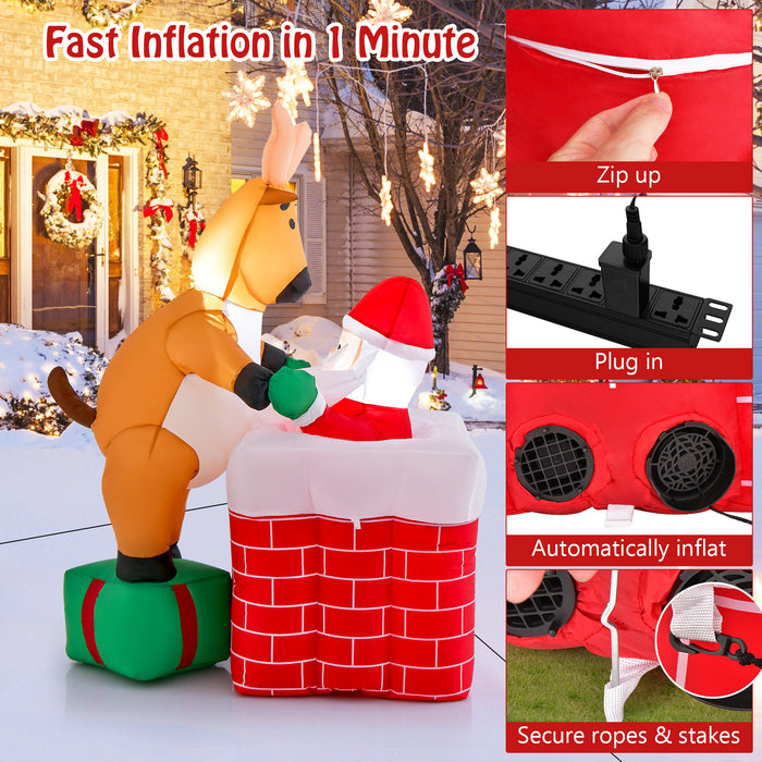 5 Feet Inflatable Liftable Santa Claus Climbing Chimney