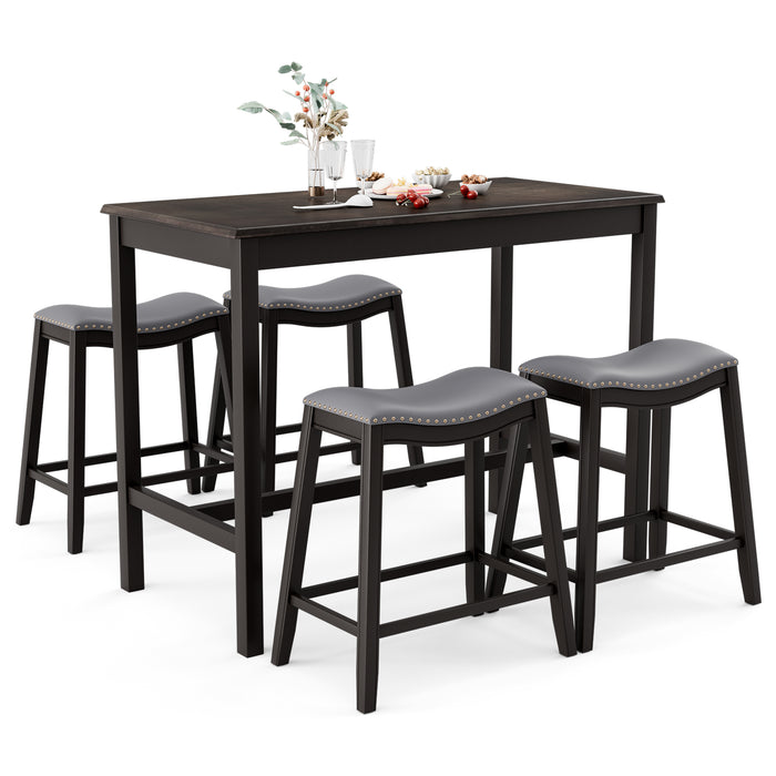 5-Piece Dining Set with 4 Upholstered Stools