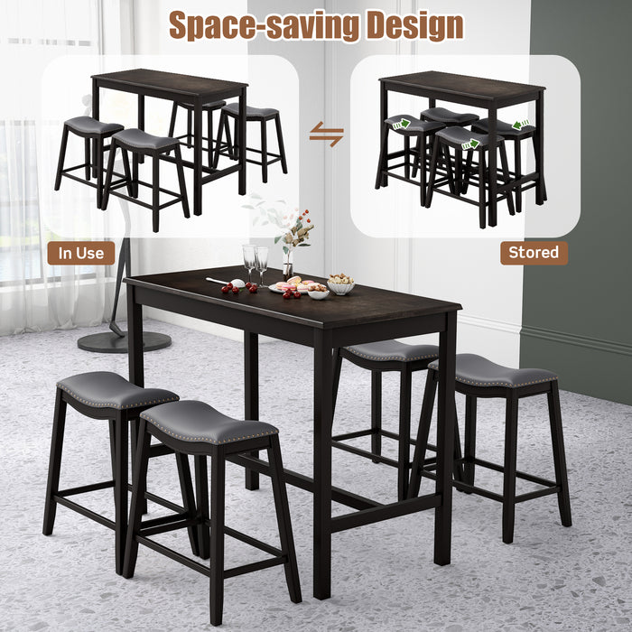 5-Piece Dining Set with 4 Upholstered Stools