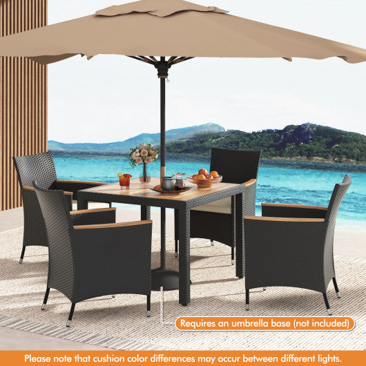 5 Pieces Patio Dining Table Set for 4 with Umbrella Hole