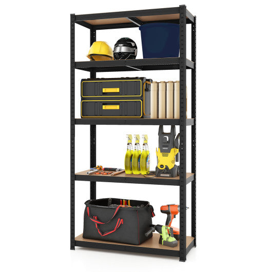 5-Tier Heavy Duty Metal Shelving Unit with 2000 LBS Total Load Capacity-Black