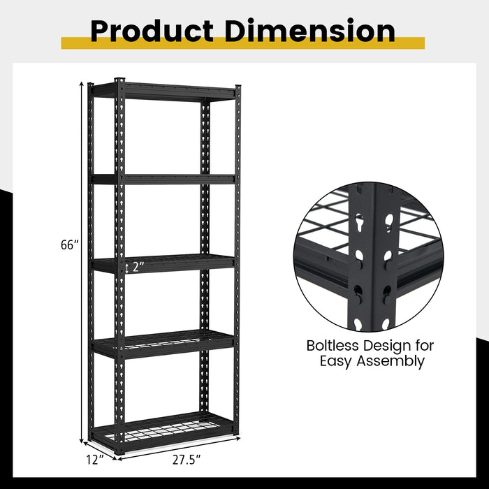 5-Tier Heavy Duty Wire Storage Racks with Anti-slip Foot Pad-Black