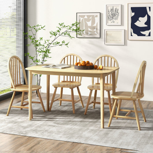 5 Pieces Wooden Dining Table Set with 4 Windsor Chairs