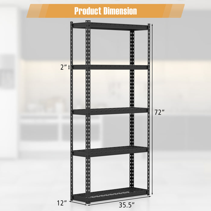 5-Tier Metal Shelving Unit with Anti-slip Foot Pad Height Adjustable Shelves for Garage-S