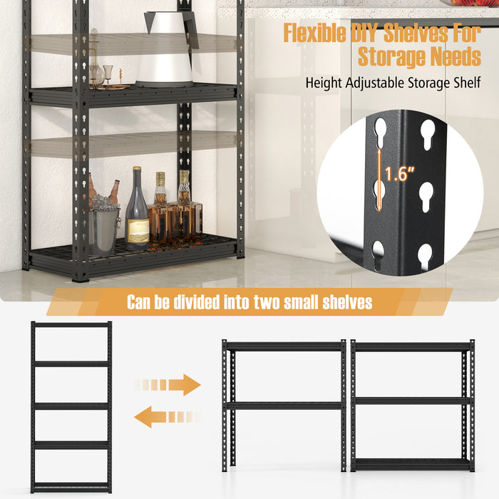 5-Tier Metal Shelving Unit with Anti-slip Foot Pad Height Adjustable Shelves for Garage-S