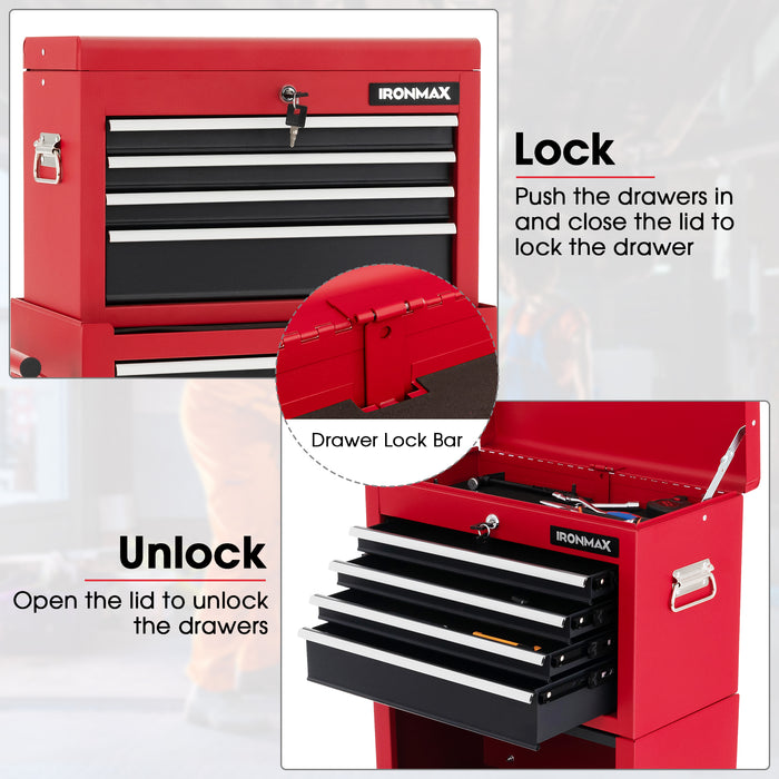 6-Drawer Tool Chest with Heightening Cabinet-Black & Red