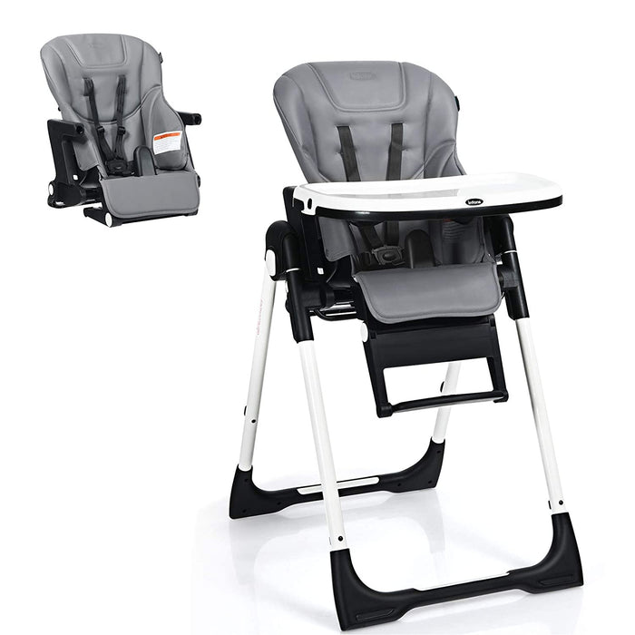 4-in-1 High Chairâ€“Booster Seat with Adjustable Height and Recline-Gray