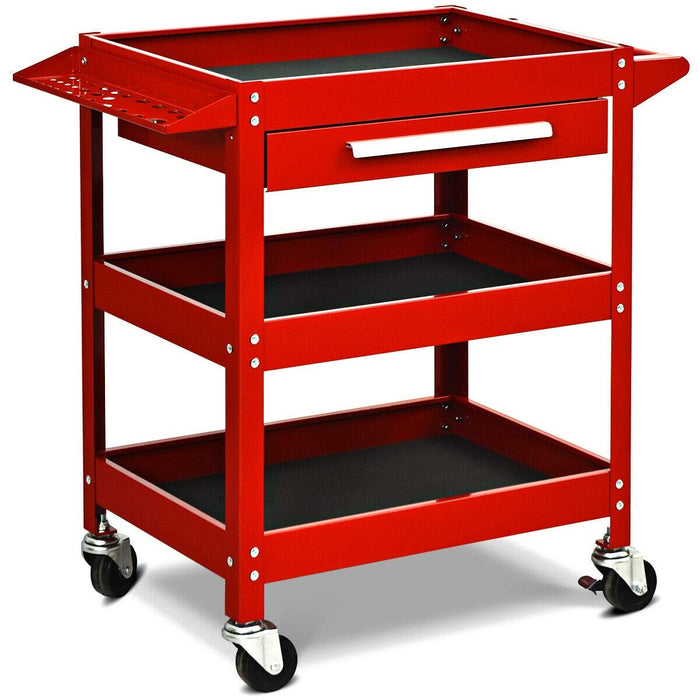 Rolling Tool Cart Mechanic Cabinet Storage ToolBox Organizer with Drawer-Red