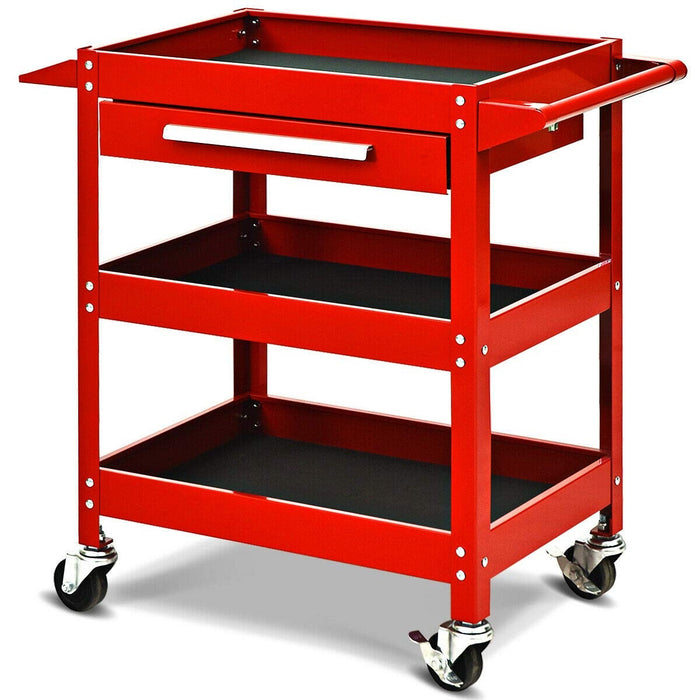 Rolling Tool Cart Mechanic Cabinet Storage ToolBox Organizer with Drawer-Red