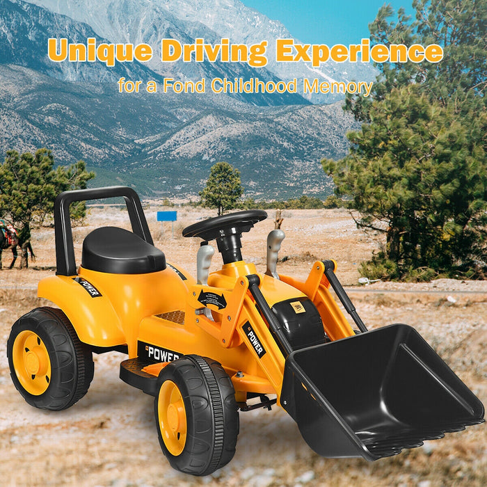 Kids Ride On Excavator Digger 6V Battery Powered Tractor -Yellow