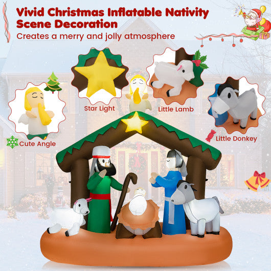 6 Feet Lighted Christmas Inflatable Nativity Scene Decoration