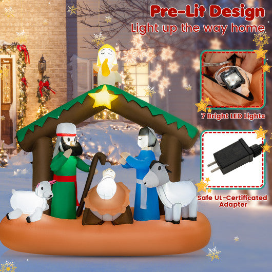 6 Feet Lighted Christmas Inflatable Nativity Scene Decoration