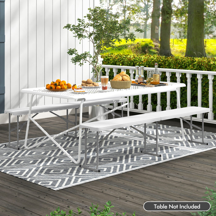 6 Feet Plastic Folding Bench Picnic Camping Dining Seat with Carrying Handle-White