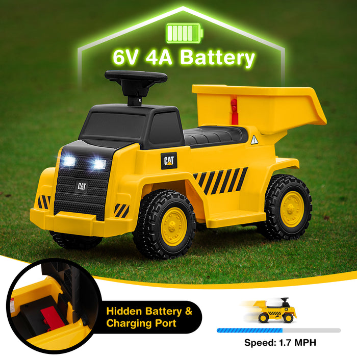 6V Electric Licensed Caterpillar Construction Vehicle with One-Button Start-Yellow