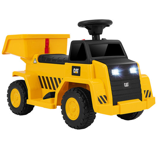 6V Electric Licensed Caterpillar Construction Vehicle with One-Button Start-Yellow