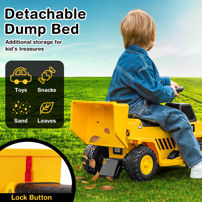 6V Electric Licensed Caterpillar Construction Vehicle with One-Button Start-Yellow