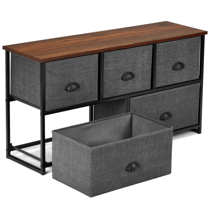 Wood Dresser Storage Unit Side Table Display Organizer-Gray