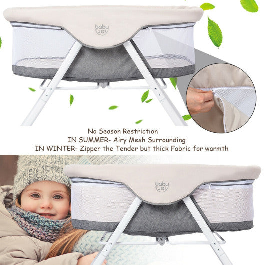 Portable Newborn Rocking Foldaway Baby Bassinet Crib-Gray