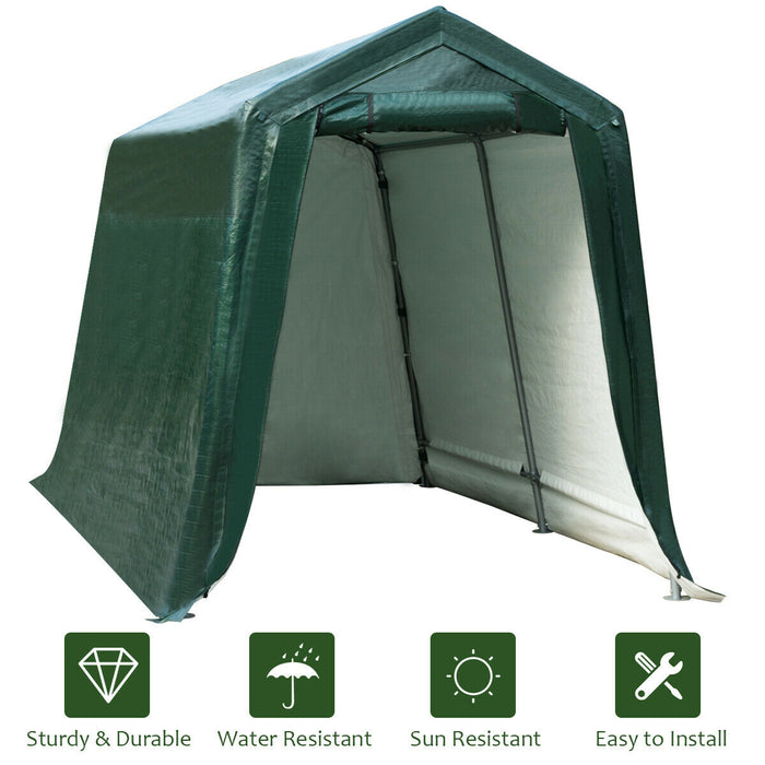 Outdoor Carport Shed with Sidewalls and Waterproof Ripstop Cover-7 x 12 ft